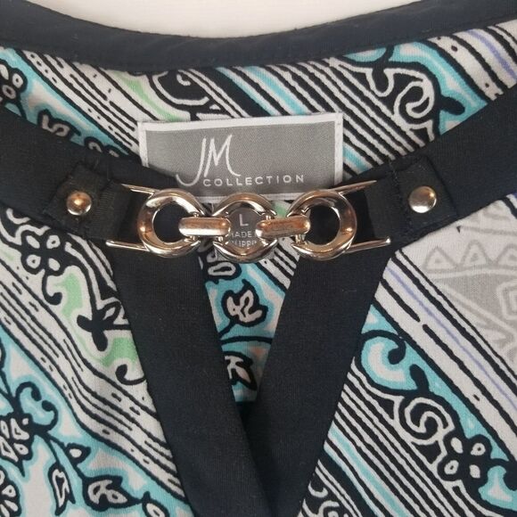 JM COLLECTION TUNIC TOP W/CHAIN DETAIL. SZ L - Picture 9 of 16